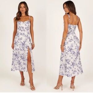 NWT Petal & Pup Azelia Midi Dress - White and Blue Floral - Size 4
